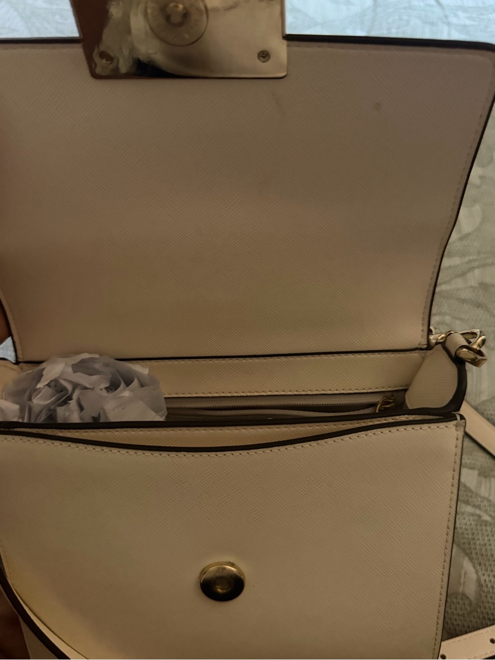 kate spade cream leather top-handle satchel with gold plaque - Picture 5 of 7